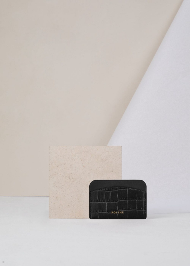 Portefeuilles Polene Card Holder Femme Noir | 739-IPRUYN