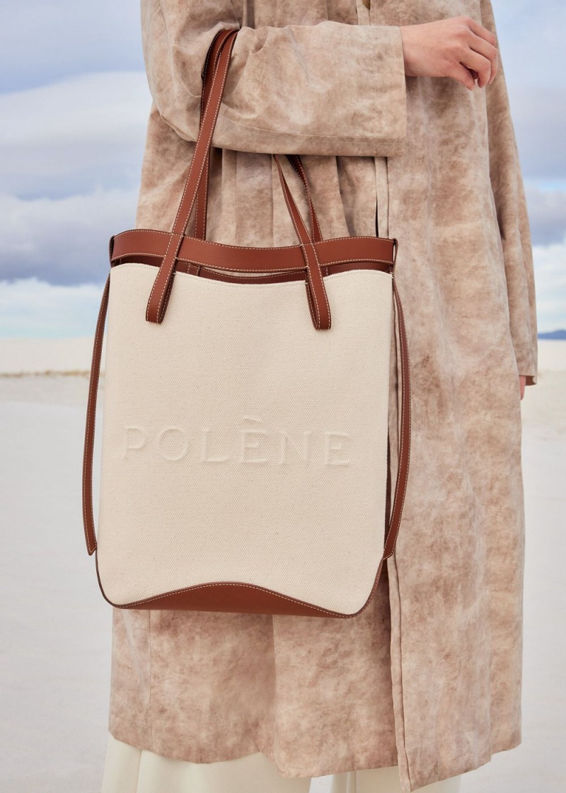 Sacs Polene Ilo Femme Marron Blanche | 187-YNEOJR